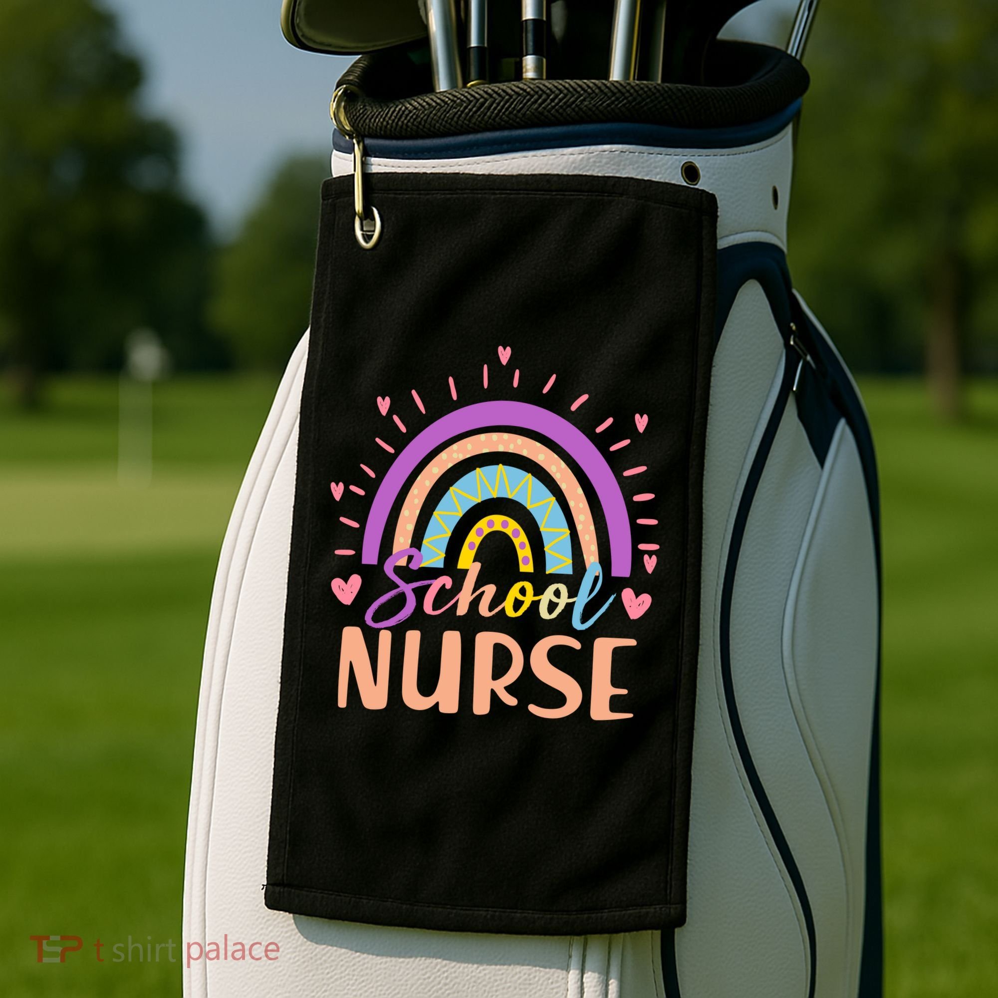 Cute Rainbow School Nurse Golf Towel