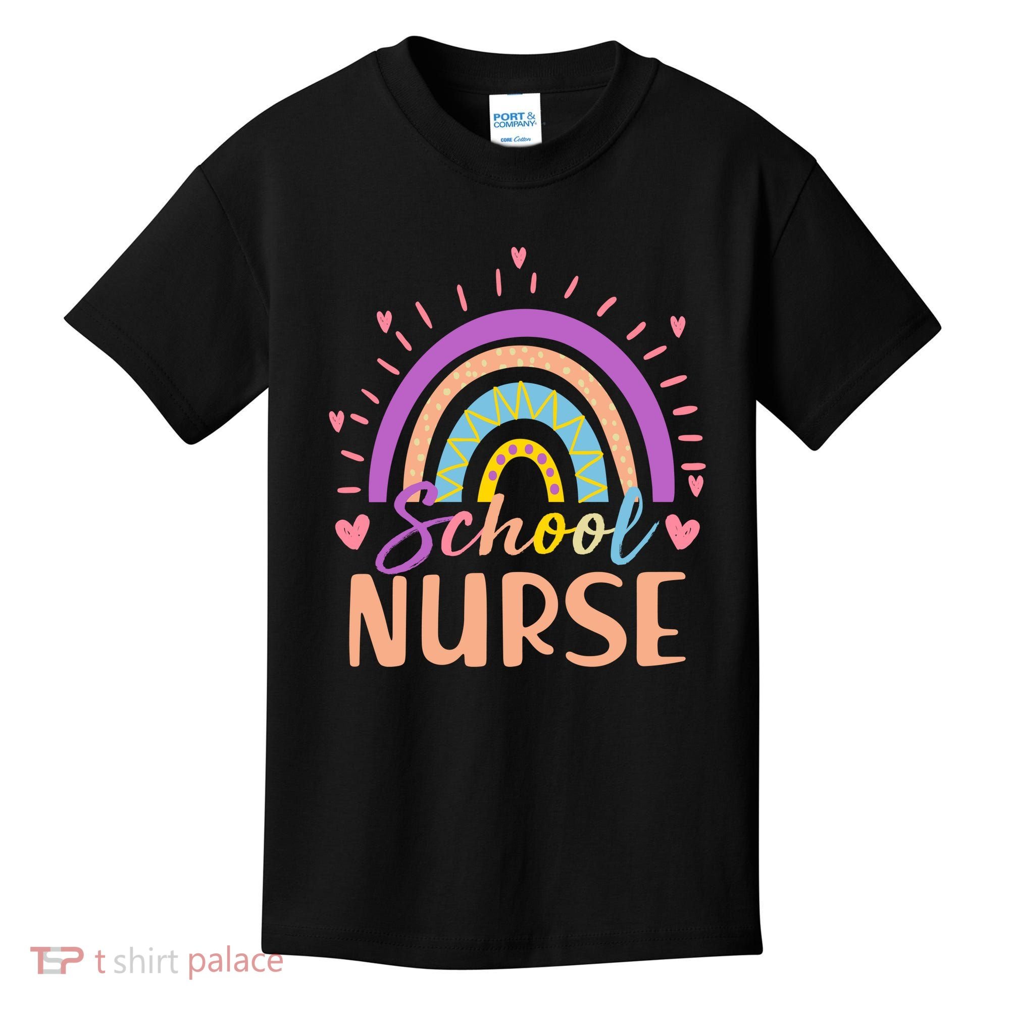 Cute Rainbow School Nurse Kids T-Shirt