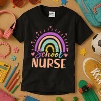 Cute Rainbow School Nurse Kids T-Shirt thumb 3