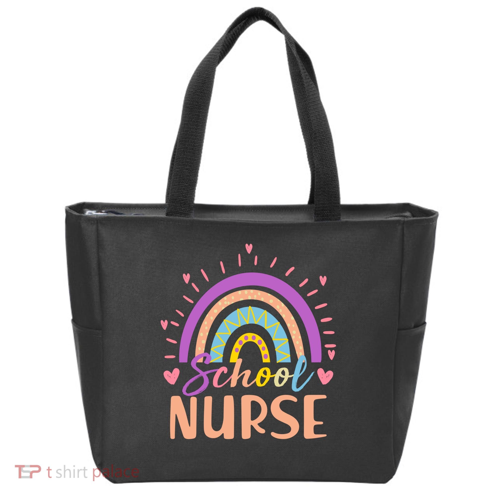 Cute Rainbow School Nurse Tote Bag
