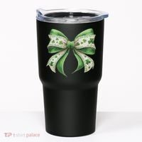 Cute Retro St Patricks Day Lucky Green Shamrock Coquette Bow Tumbler thumb 0