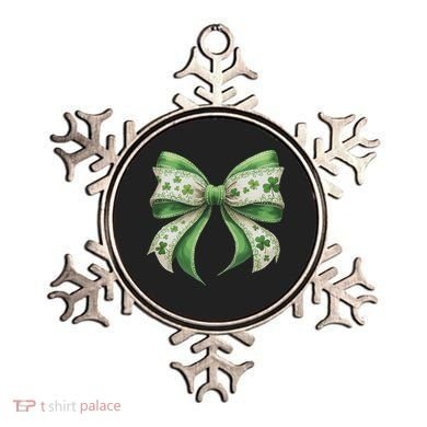 Cute Retro St Patricks Day Lucky Green Shamrock Coquette Bow Ornament