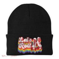 Cool Roller Skating Skate Girl 1970S Retro Beanie thumb 0