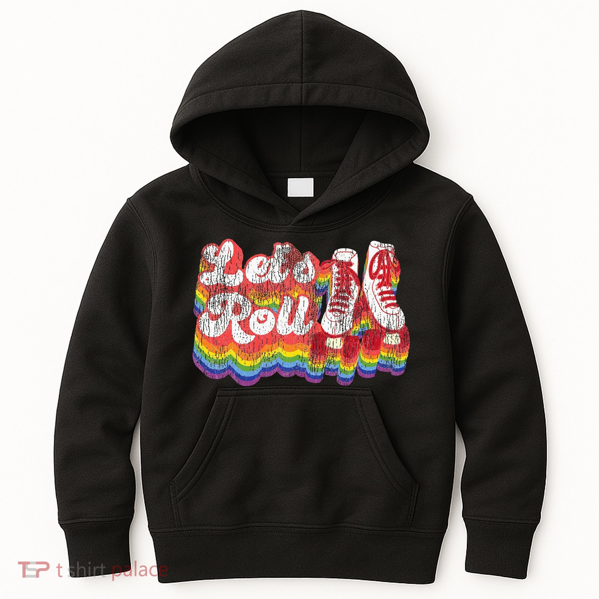 Cool Roller Skating Skate Girl 1970S Retro Kids Hoodie