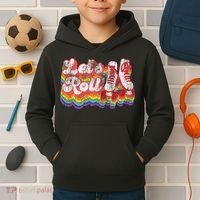 Cool Roller Skating Skate Girl 1970S Retro Kids Hoodie thumb 2