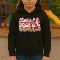 Cool Roller Skating Skate Girl 1970S Retro Kids Hoodie thumb 3