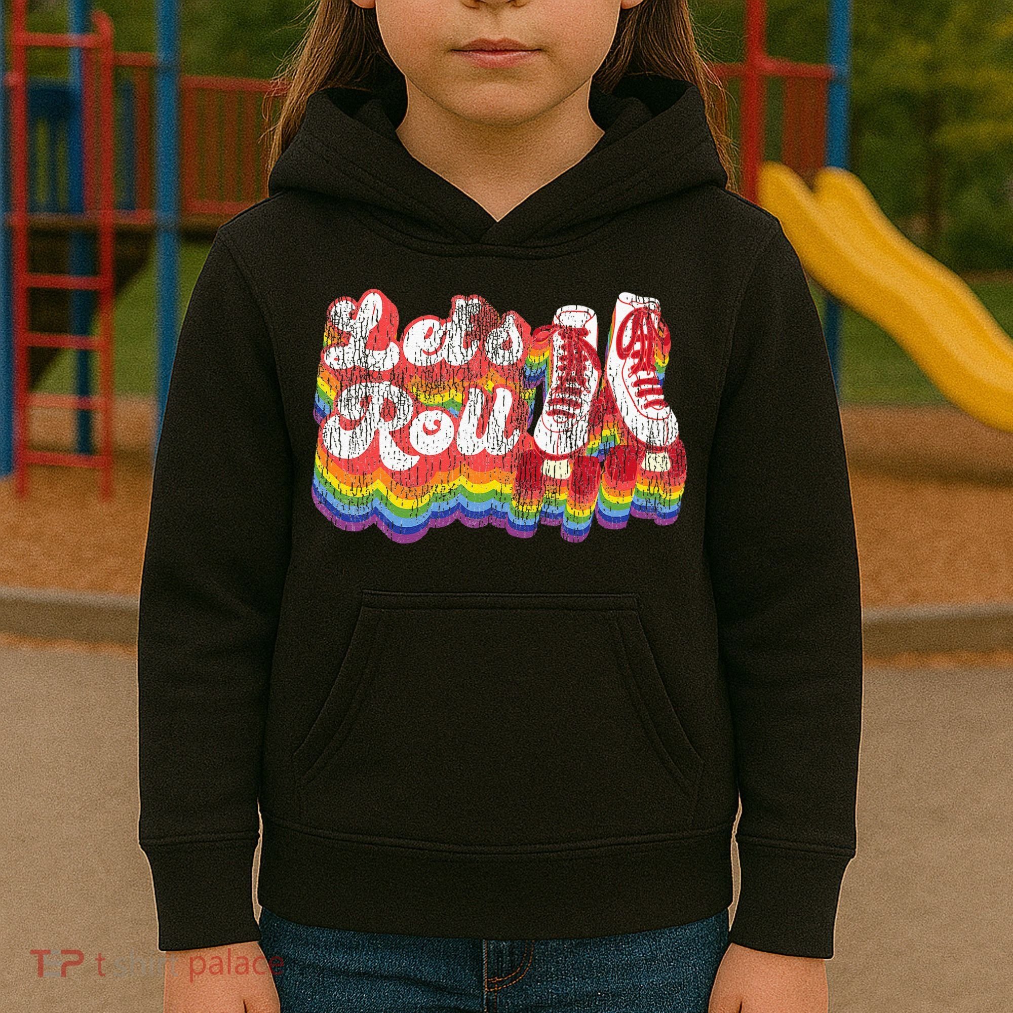 Cool Roller Skating Skate Girl 1970S Retro Kids Hoodie