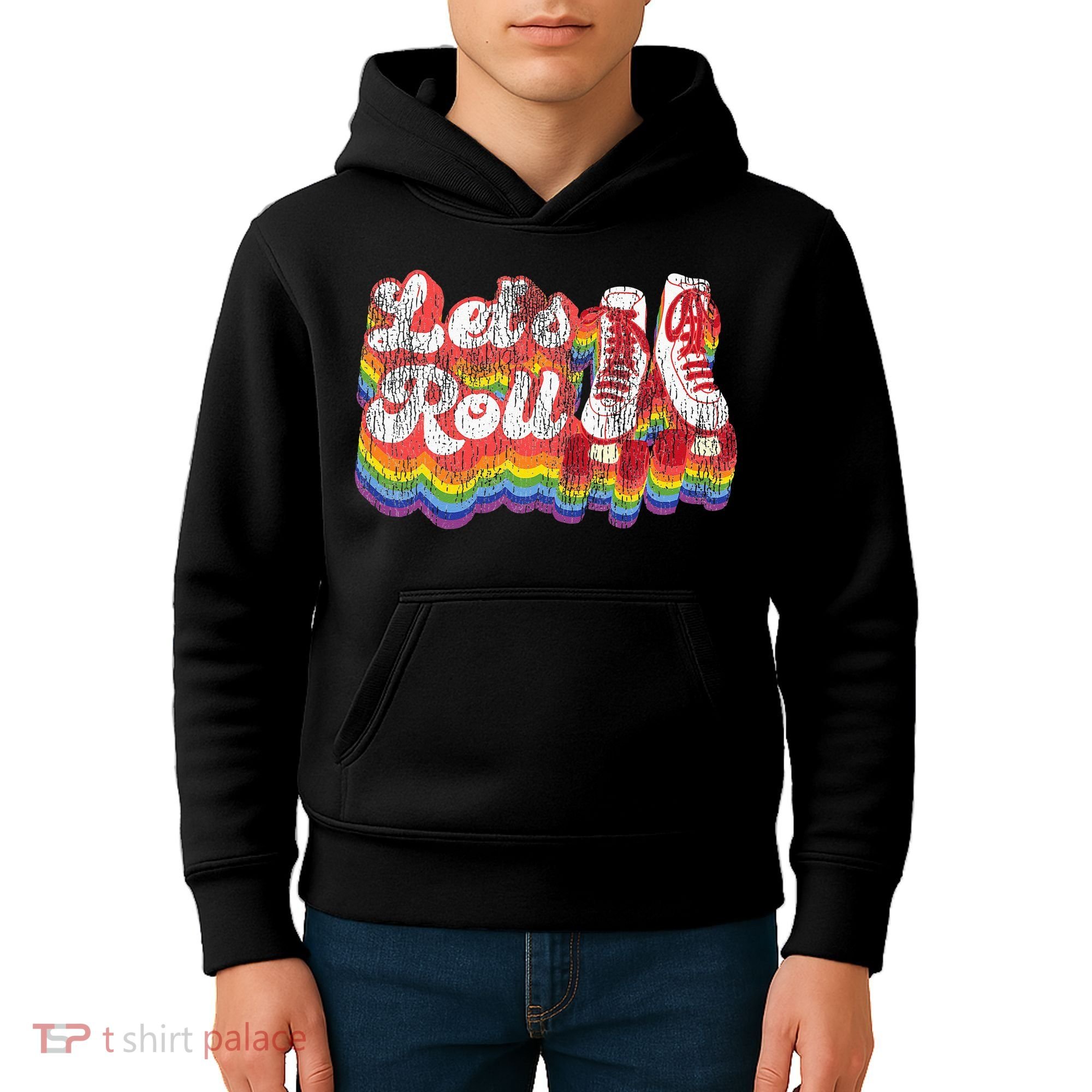 Cool Roller Skating Skate Girl 1970S Retro Kids Hoodie