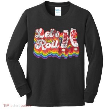 Cool Roller Skating Skate Girl 1970S Retro Kids Long Sleeve Shirt