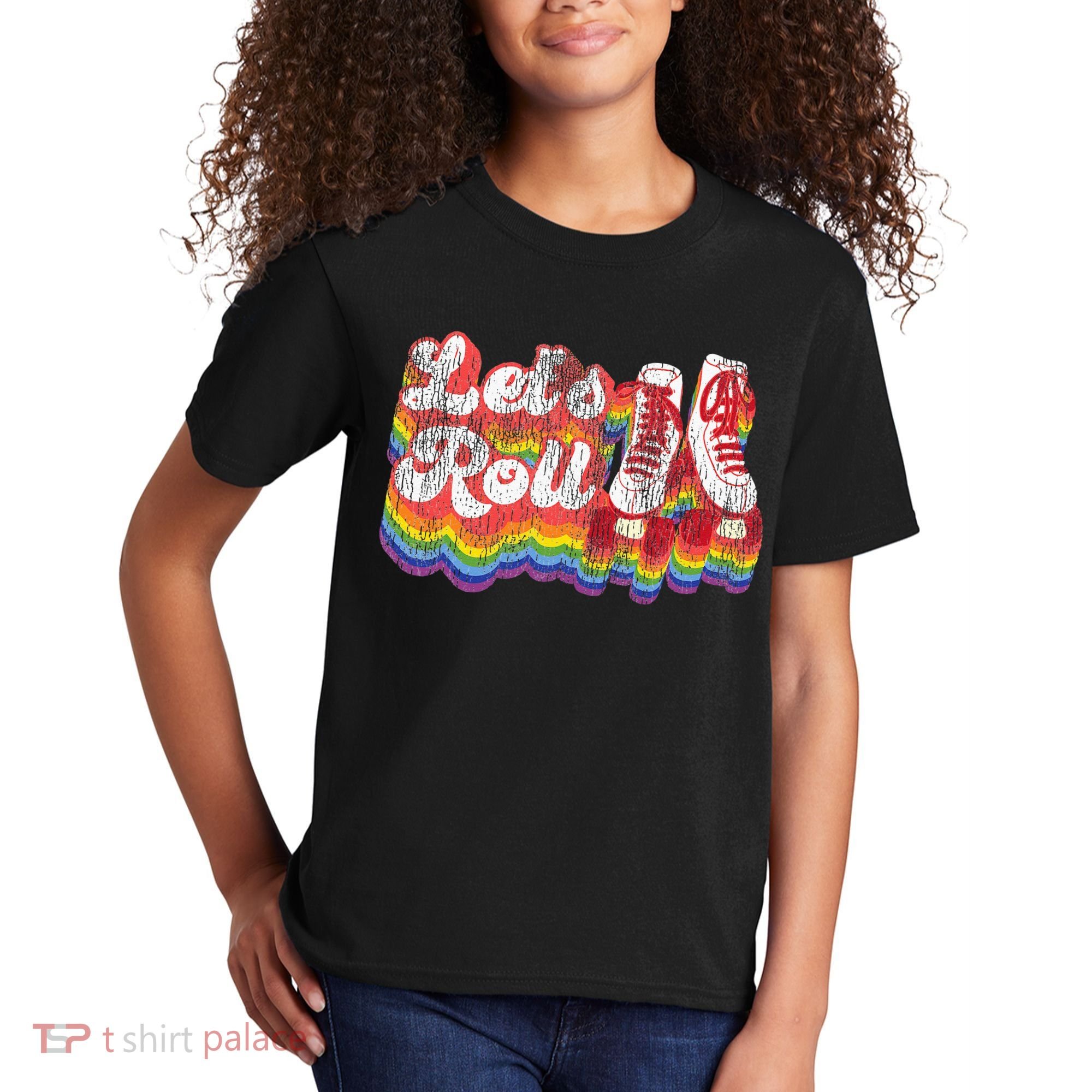 Cool Roller Skating Skate Girl 1970S Retro Kids T-Shirt
