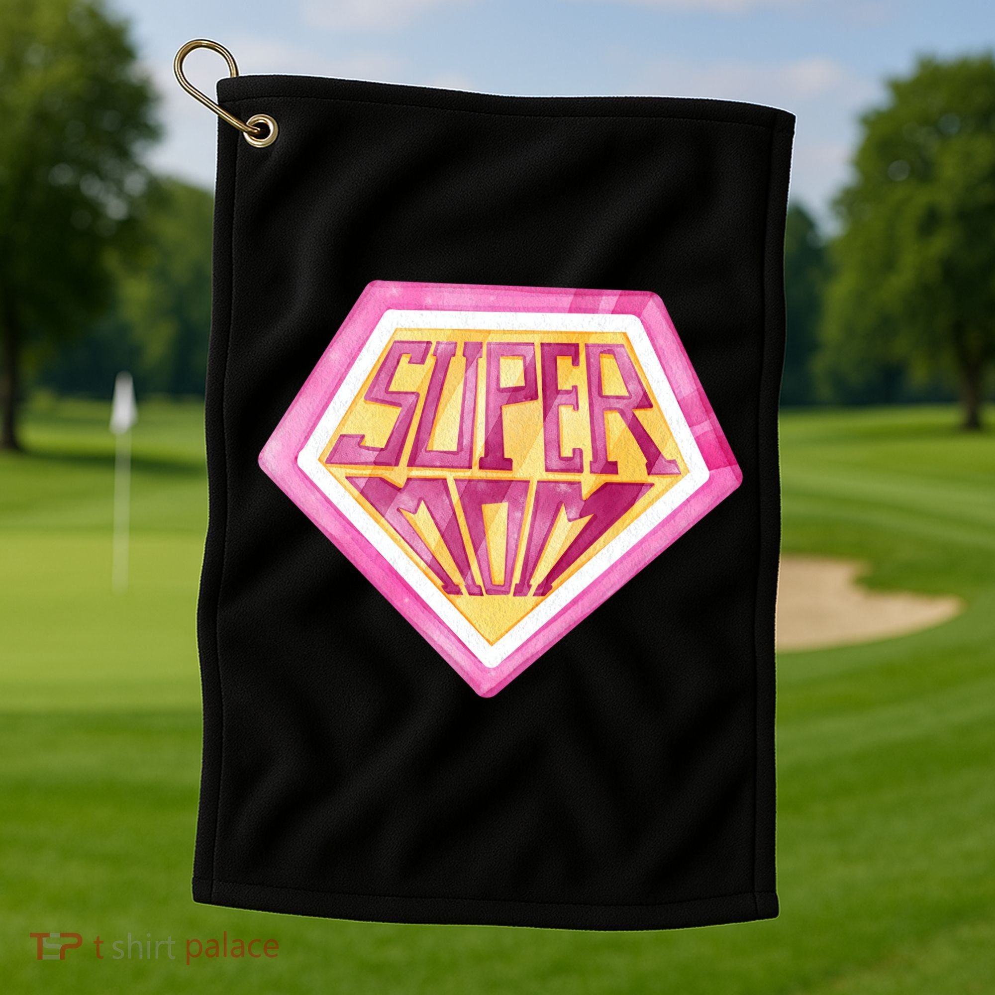 Cute Retro Super Mom Gift For Mother Golf Towel