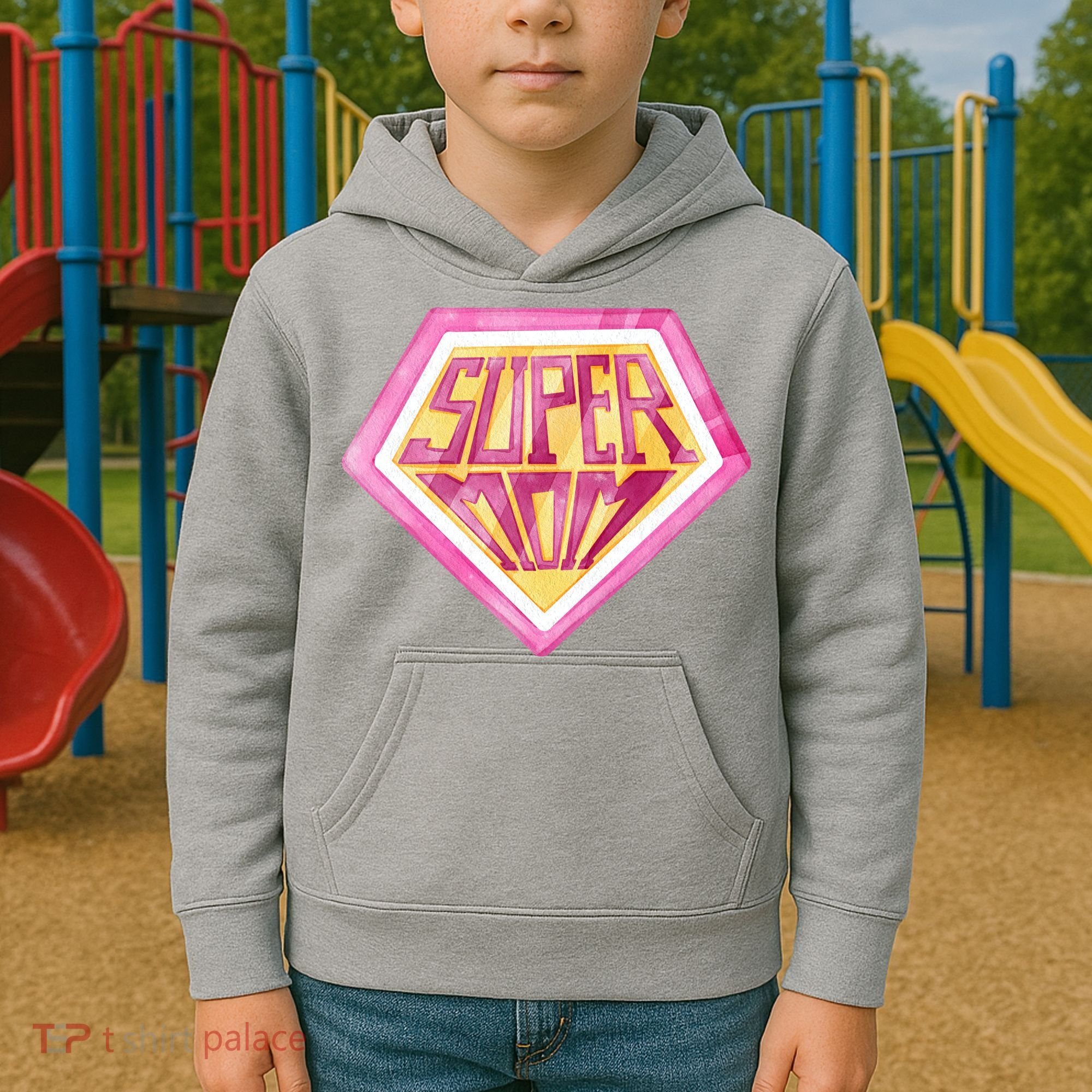Cute Retro Super Mom Gift For Mother Kids Hoodie