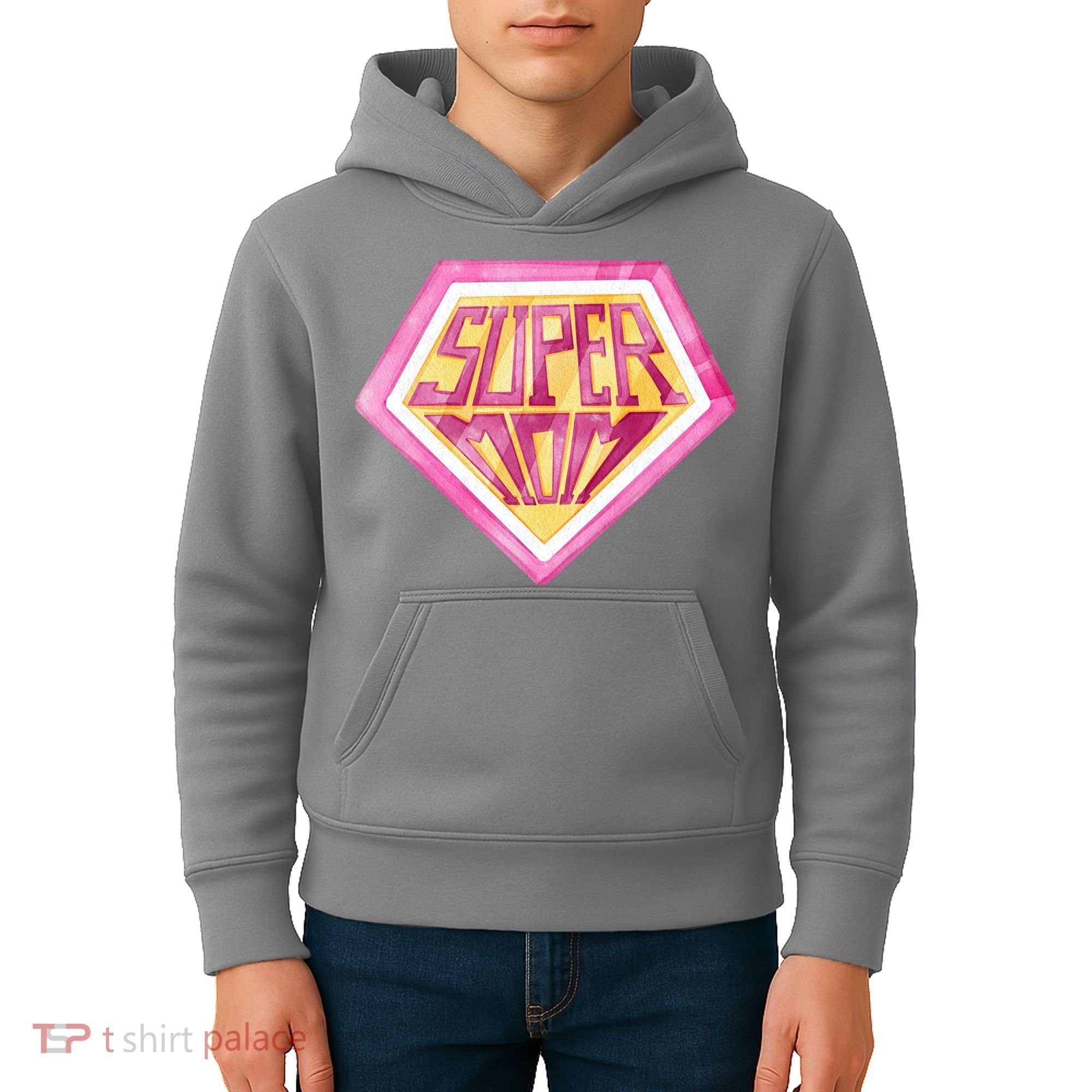 Cute Retro Super Mom Gift For Mother Kids Hoodie