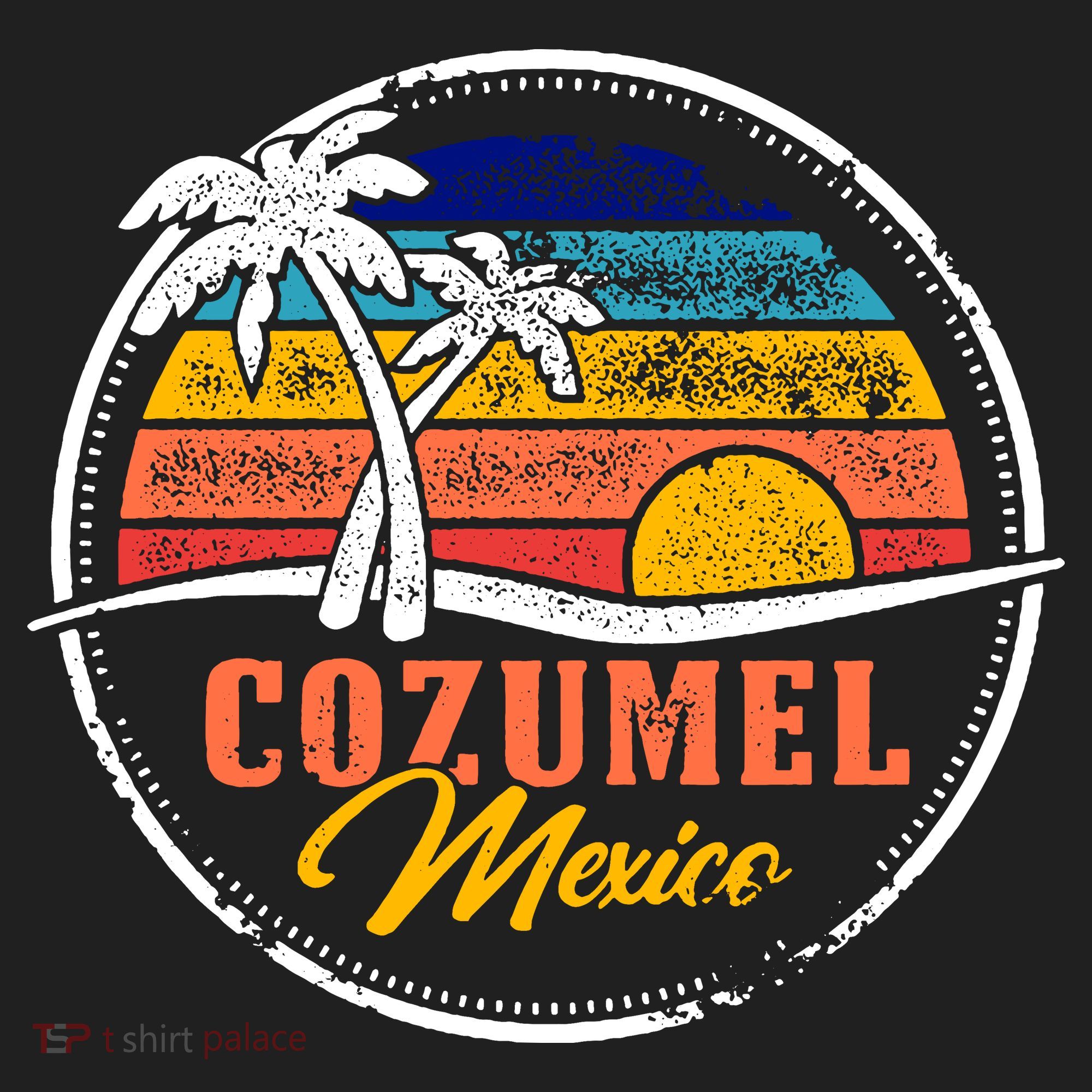 Cozumel Retro Sunset Golf Towel