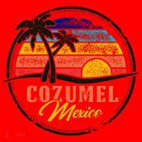 Cozumel Retro Sunset Santa Hat thumb 1