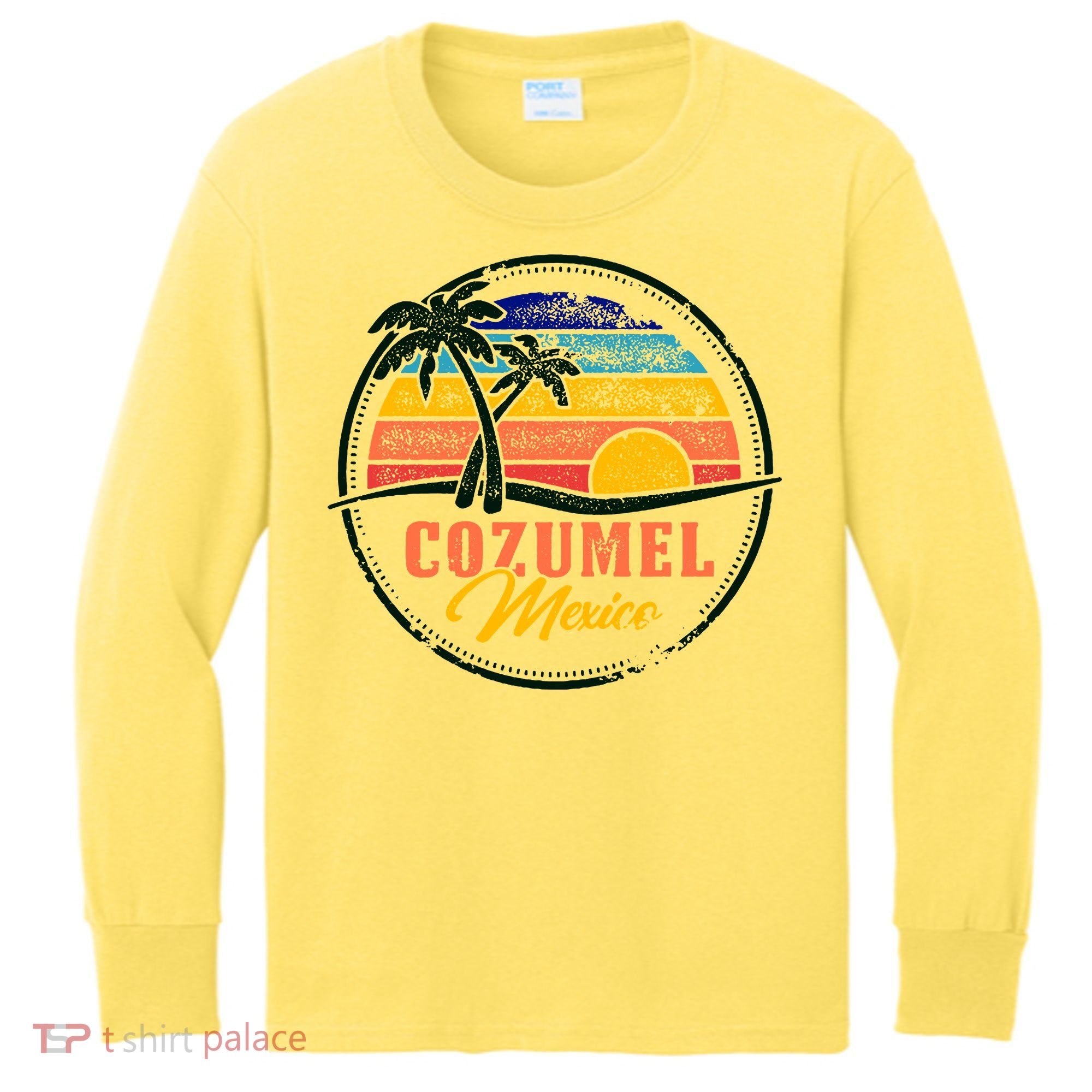 Cozumel Retro Sunset Kids Long Sleeve Shirt