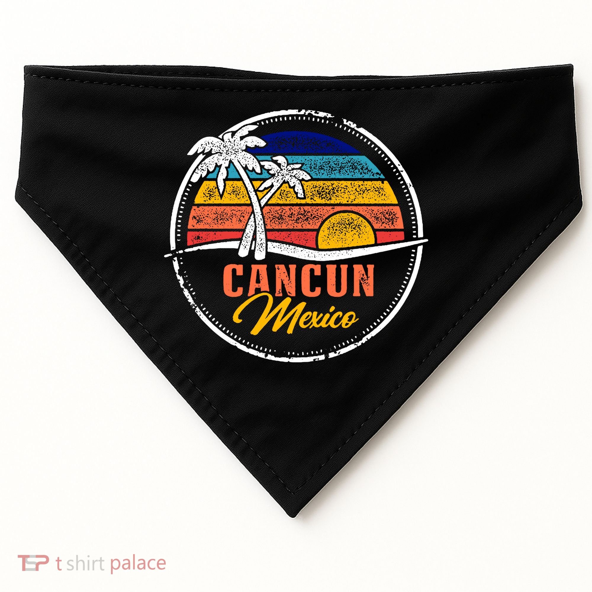 Cancun Retro Sunset USA-Made Doggie Bandana