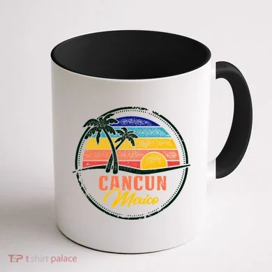 Cancun Retro Sunset Coffee Mug back