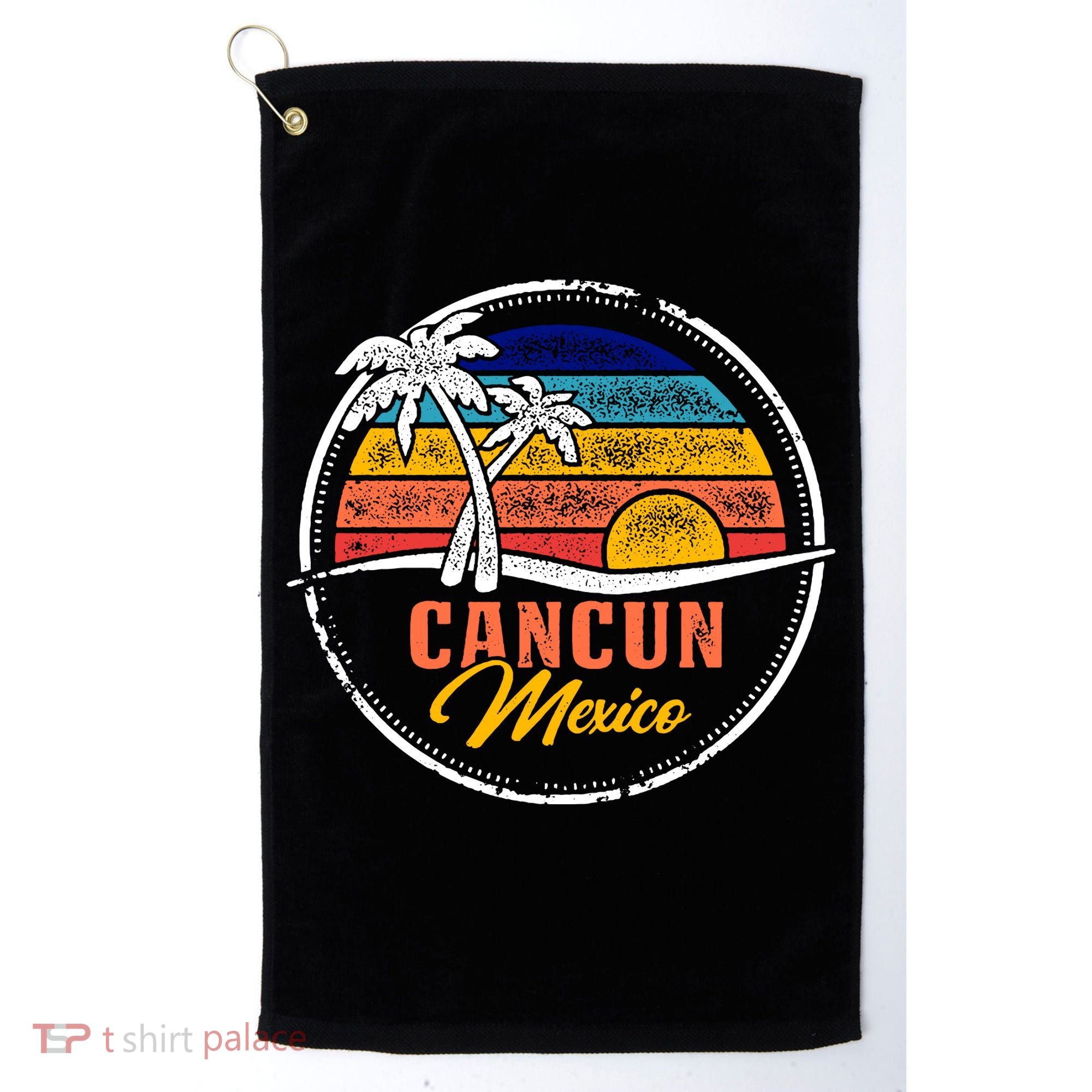Cancun Retro Sunset Golf Towel