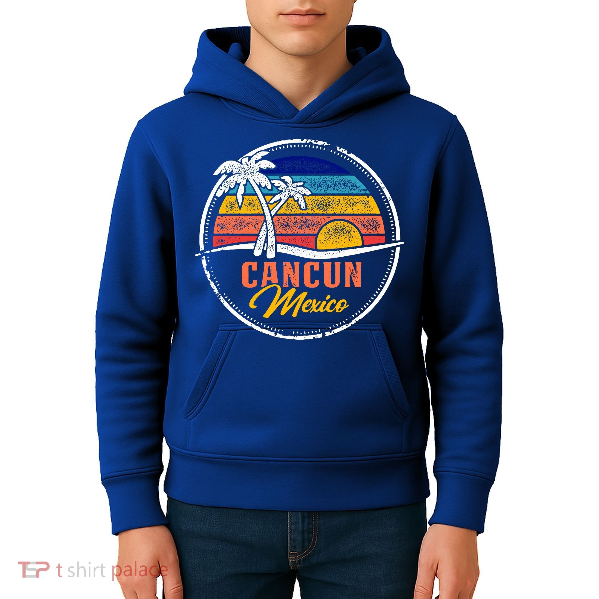 Cancun Retro Sunset Kids Hoodie