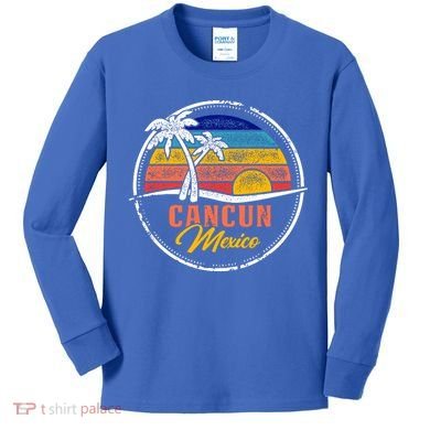 Cancun Retro Sunset Kids Long Sleeve Shirt