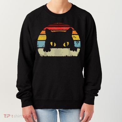 Cat Retro Style Black Kitty Cats Lover Gift Women's Sweatshirt