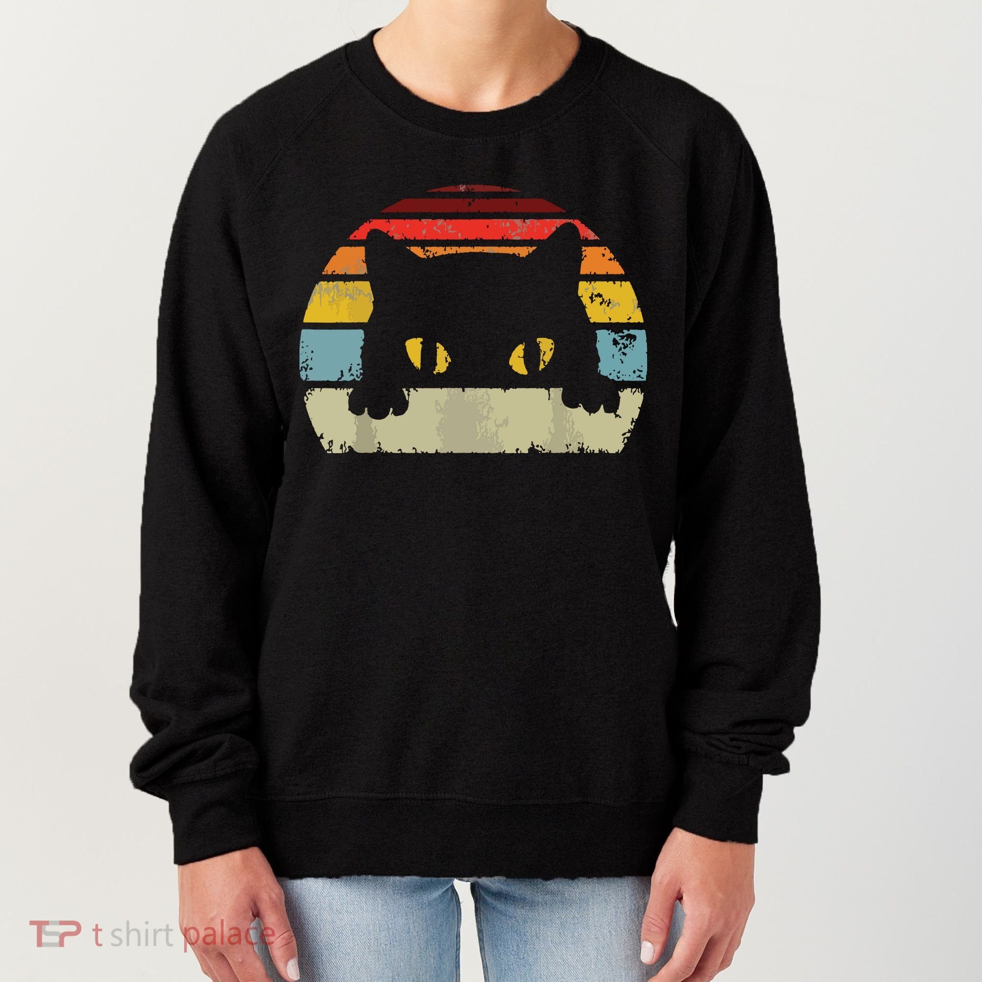Cat Retro Style Black Kitty Cats Lover Gift Women's Sweatshirt