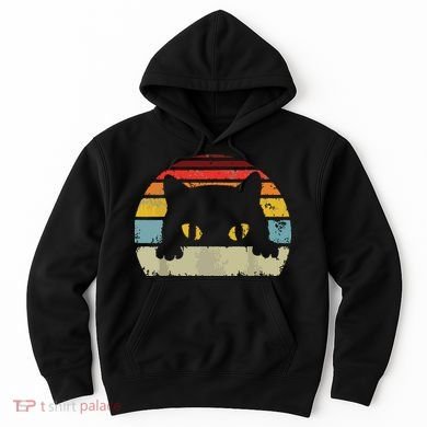Cat Retro Style Black Kitty Cats Lover Gift Hoodie