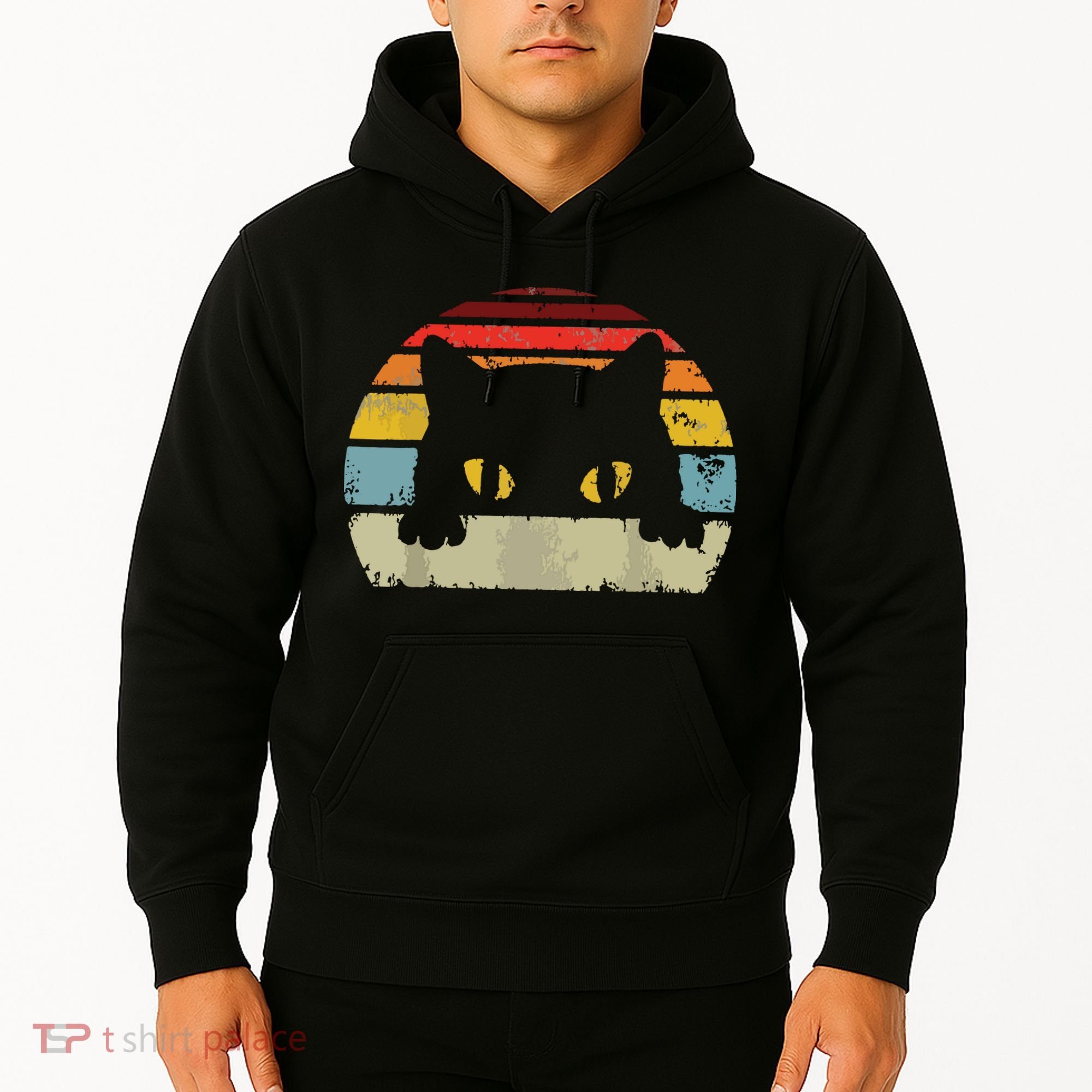 Cat Retro Style Black Kitty Cats Lover Gift Hoodie