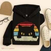 Cat Retro Style Black Kitty Cats Lover Gift Hoodie thumb 4