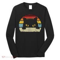 Cat Retro Style Black Kitty Cats Lover Gift Long Sleeve Shirt thumb 0