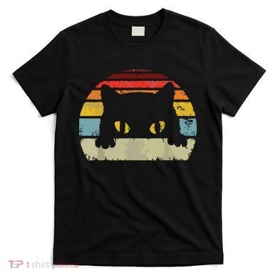 Cat Retro Style Black Kitty Cats Lover Gift T-Shirt
