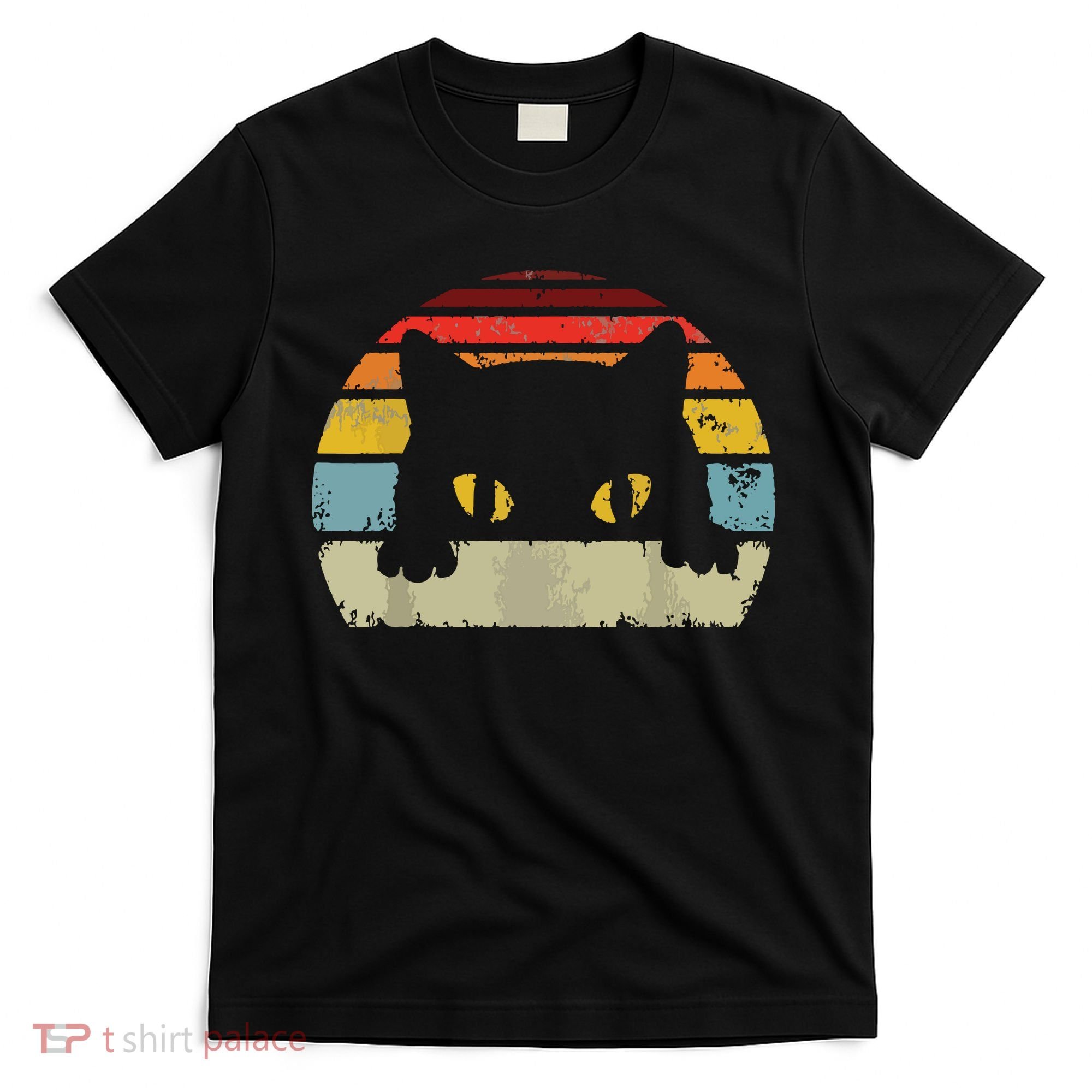 Cat Retro Style Black Kitty Cats Lover Gift T-Shirt