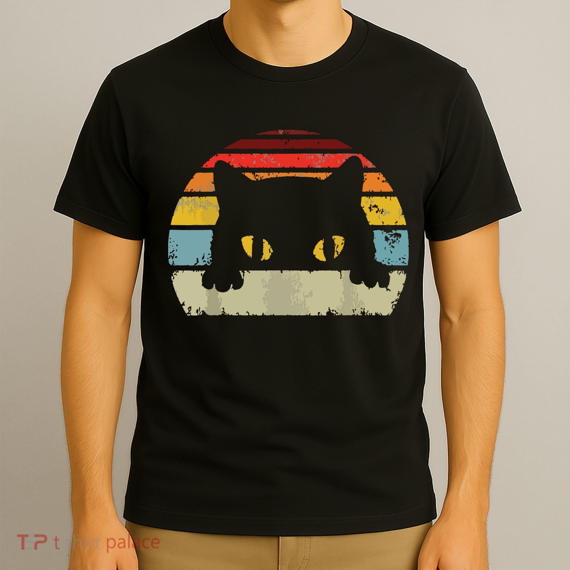 Cat Retro Style Black Kitty Cats Lover Gift T-Shirt