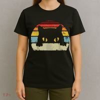 Cat Retro Style Black Kitty Cats Lover Gift T-Shirt thumb 4