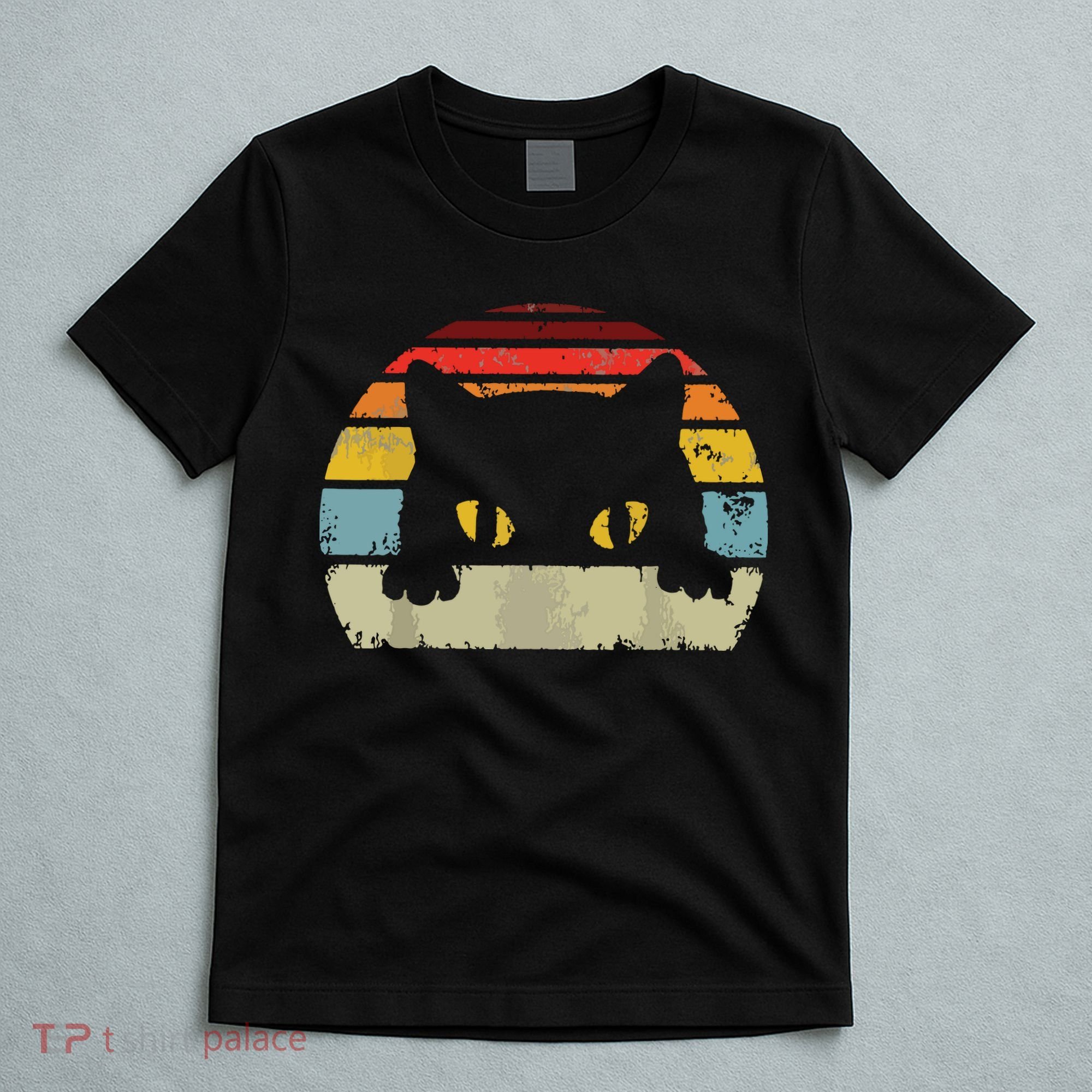 Cat Retro Style Black Kitty Cats Lover Gift T-Shirt