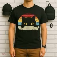 Cat Retro Style Black Kitty Cats Lover Gift T-Shirt thumb 6