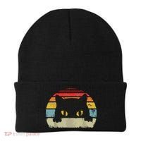 Cat Retro Style Black Kitty Cats Lover Gift Beanie thumb 0