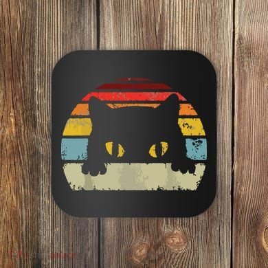 Cat Retro Style Black Kitty Cats Lover Gift Coaster