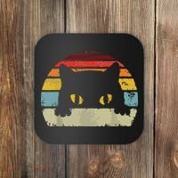 Cat Retro Style Black Kitty Cats Lover Gift Coaster thumb 0