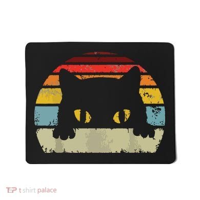 Cat Retro Style Black Kitty Cats Lover Gift Mousepad