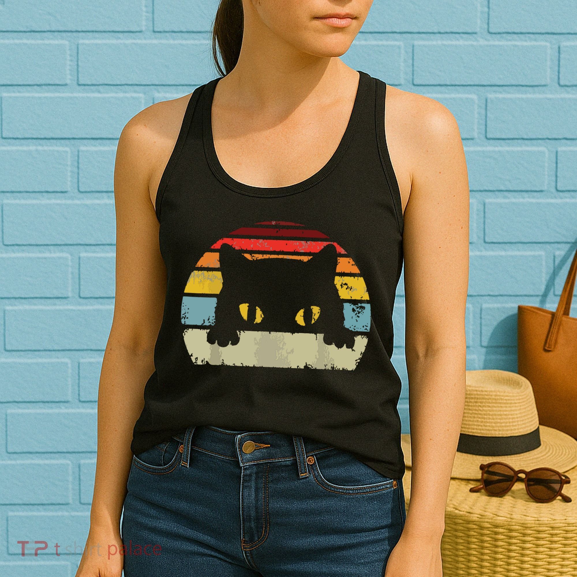Cat Retro Style Black Kitty Cats Lover Gift Women's Tank Top