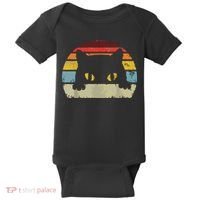 Cat Retro Style Black Kitty Cats Lover Gift Baby Bodysuit thumb 0