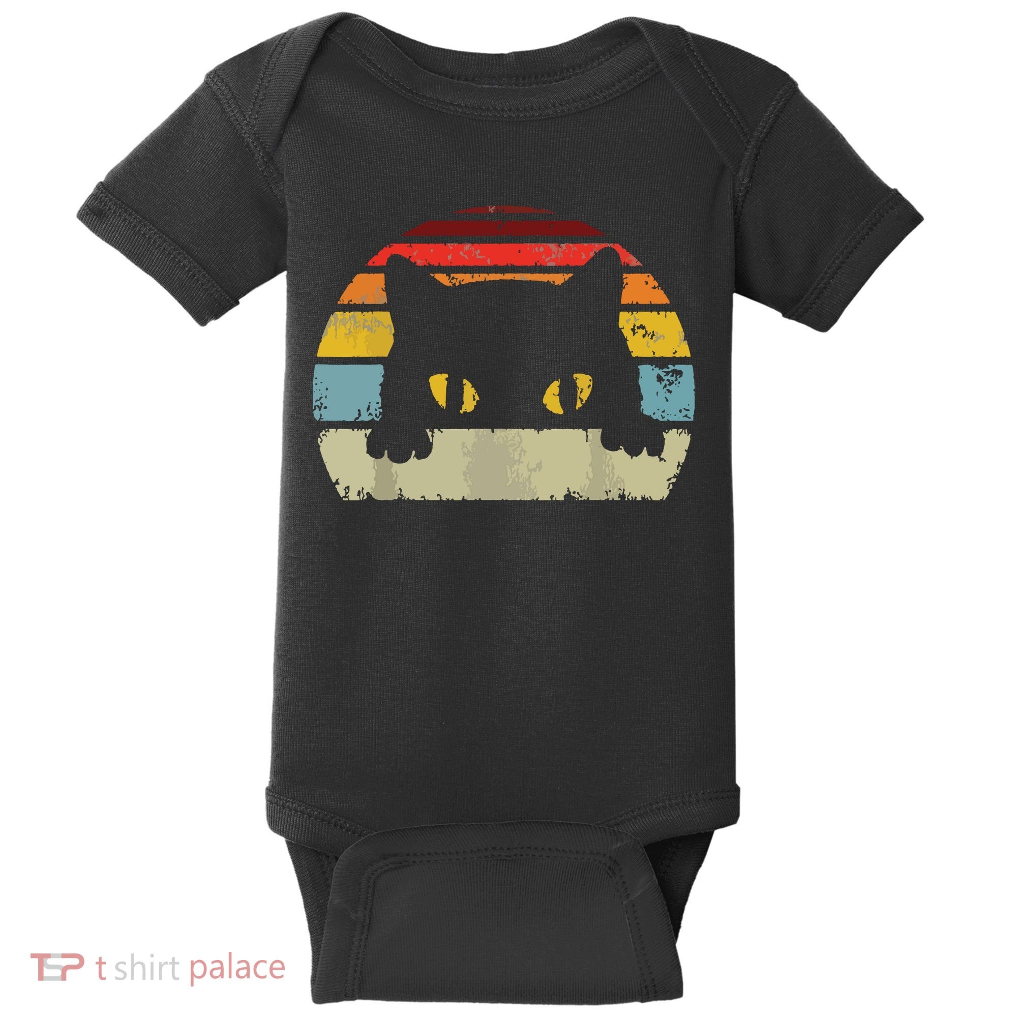 Cat Retro Style Black Kitty Cats Lover Gift Baby Bodysuit