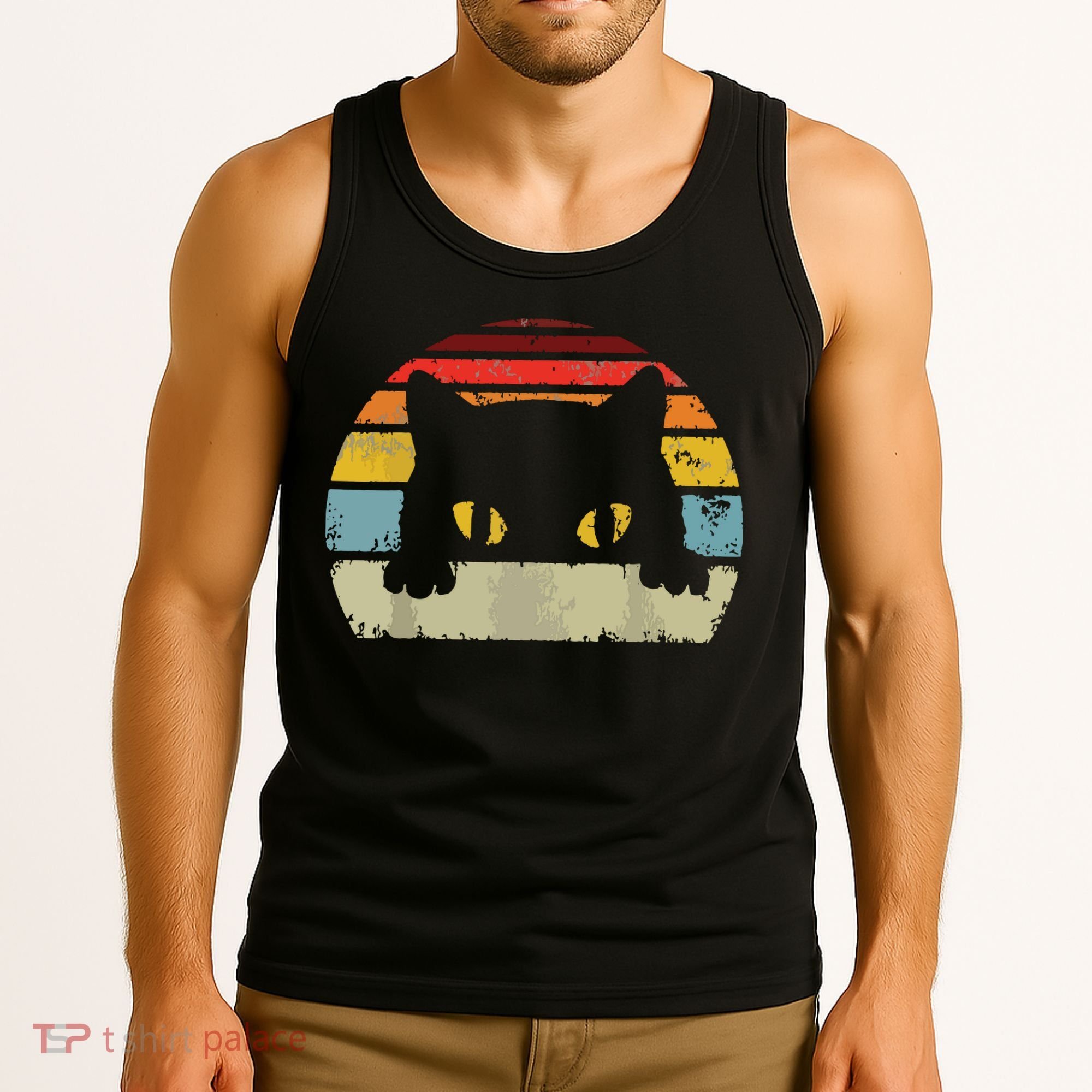 Cat Retro Style Black Kitty Cats Lover Gift Tank Top