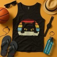 Cat Retro Style Black Kitty Cats Lover Gift Tank Top thumb 4
