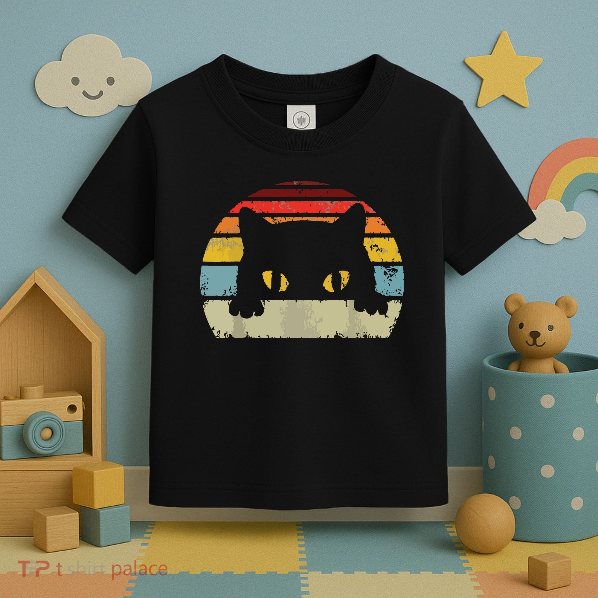 Cat Retro Style Black Kitty Cats Lover Gift Toddler T-Shirt