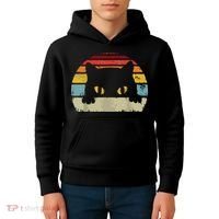 Cat Retro Style Black Kitty Cats Lover Gift Kids Hoodie thumb 4