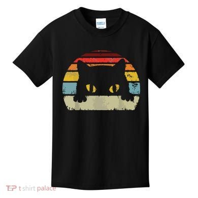 Cat Retro Style Black Kitty Cats Lover Gift Kids T-Shirt