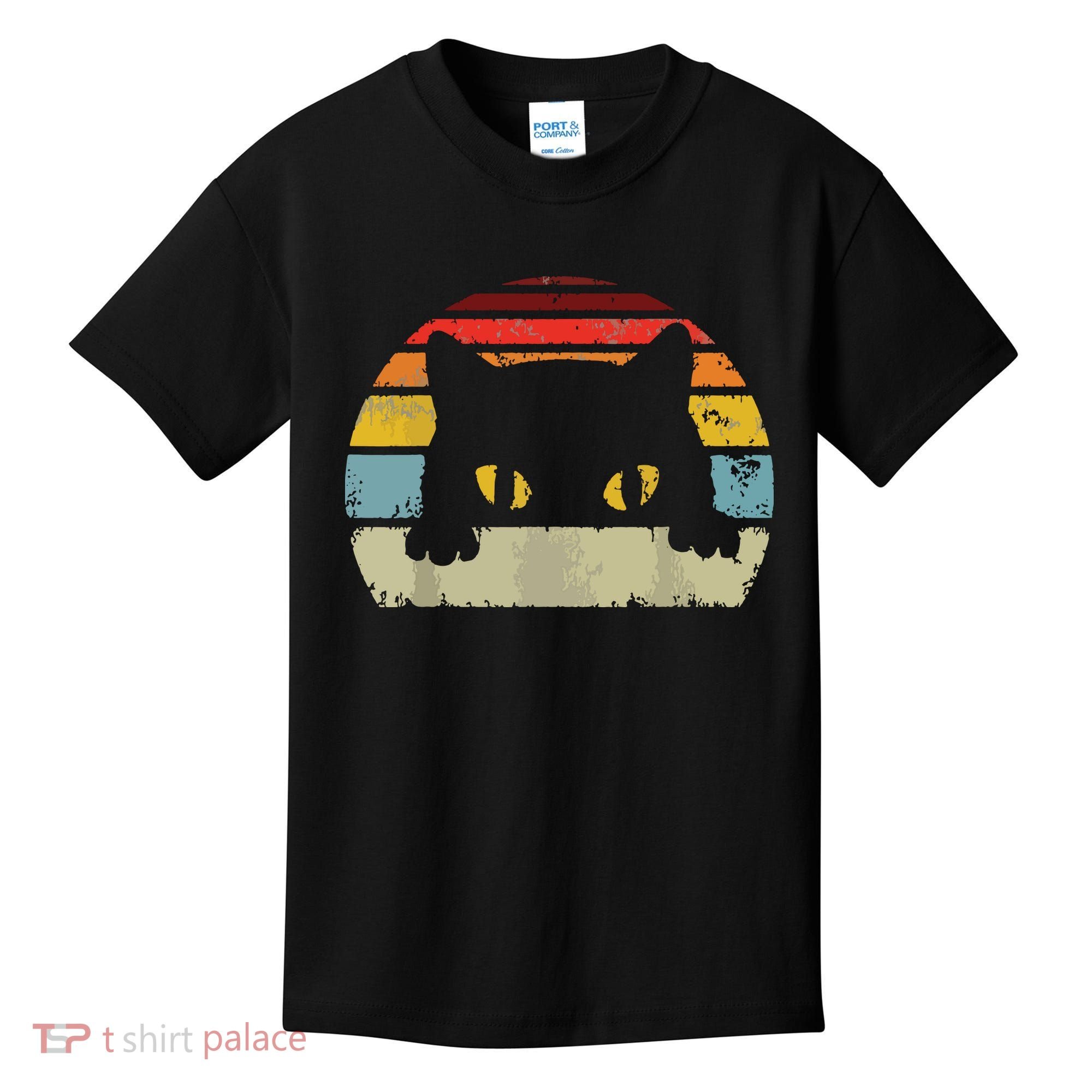 Cat Retro Style Black Kitty Cats Lover Gift Kids T-Shirt